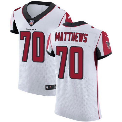 Nike Falcons #70 Jake Matthews White Men's Stitched NFL Vapor Untouchable Elite Jersey - Click Image to Close